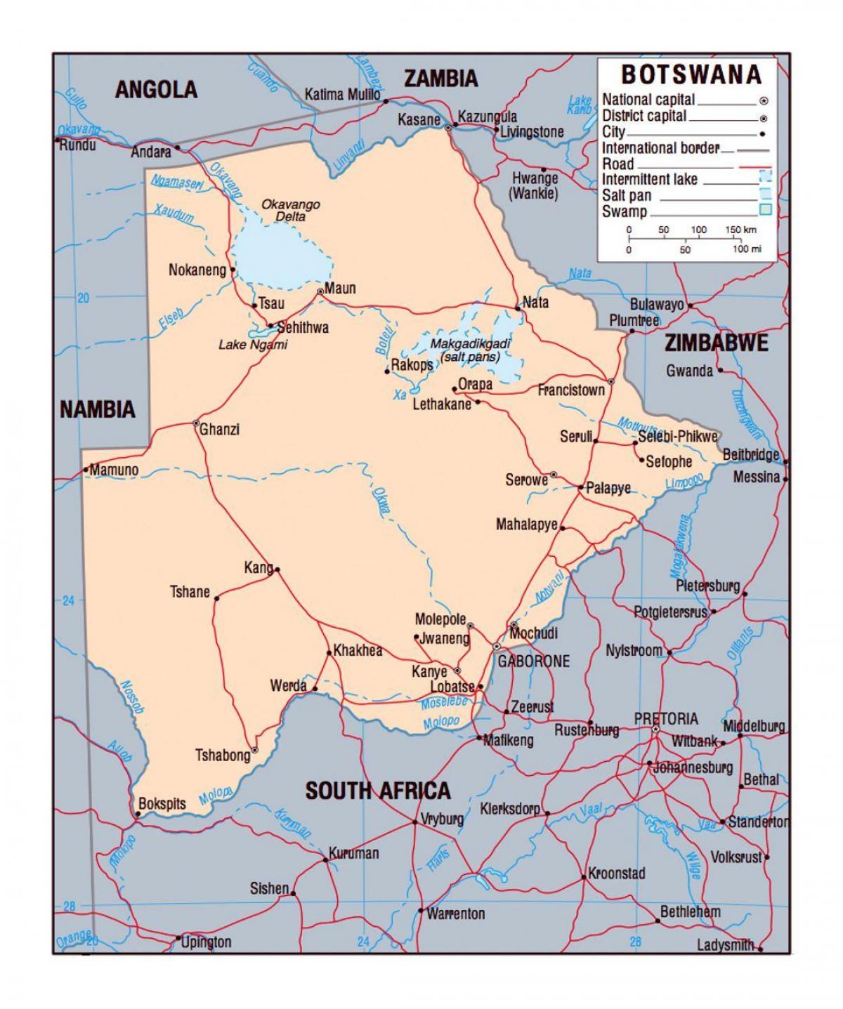 kart over Botswana politiske