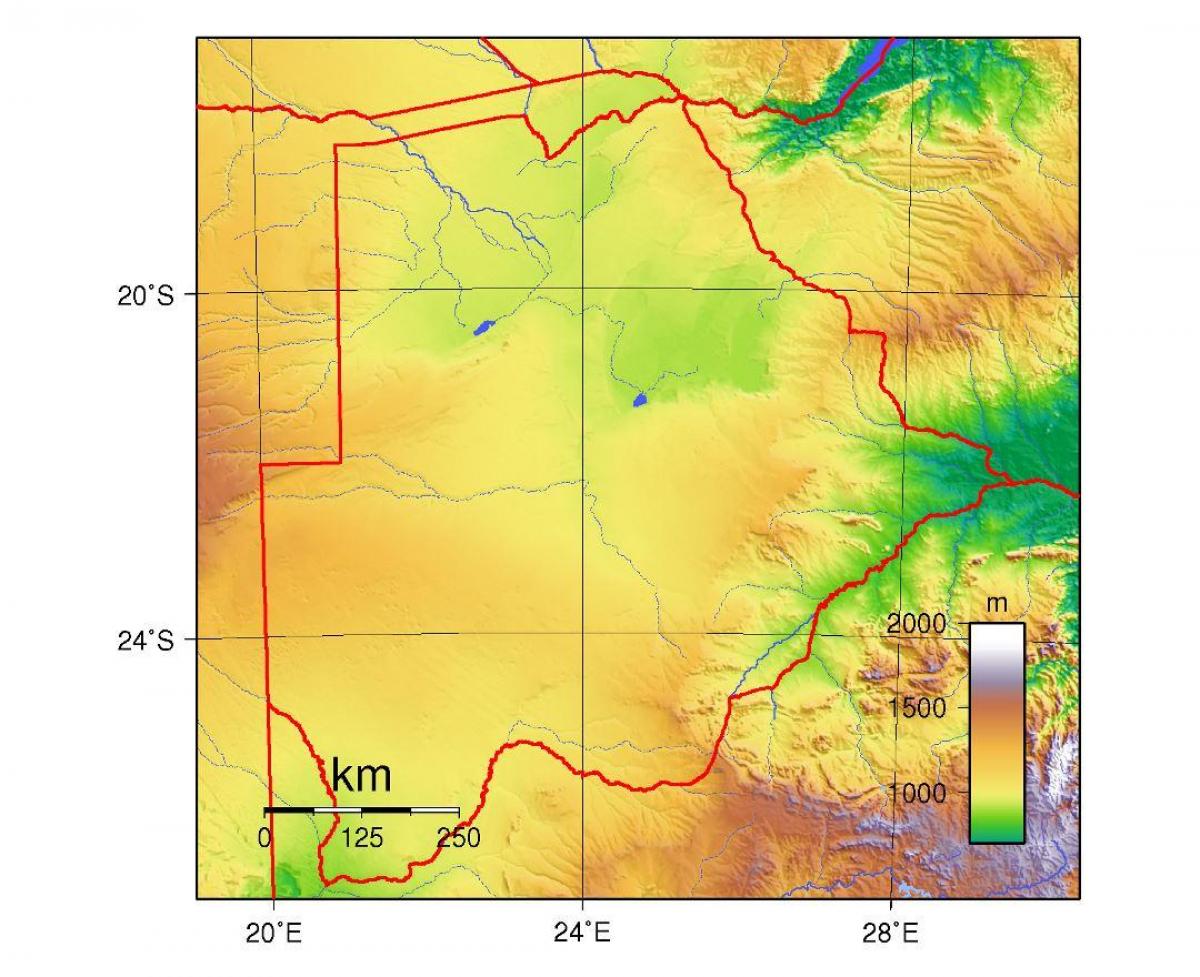 kart over Botswana fysisk