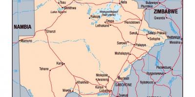 Kart over Botswana politiske