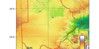 Kart over Botswana fysisk