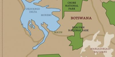 Kart over Botswana kart nasjonalparker
