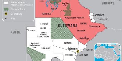 Kart over Botswana malaria