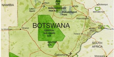 Kart over Botswana viltreservater